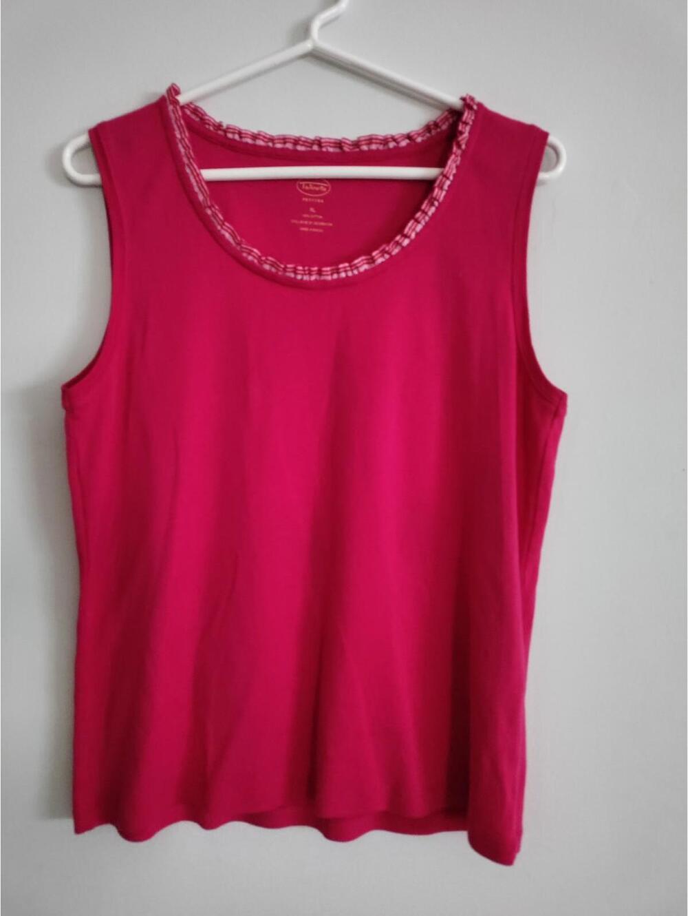Talbots Hot Pink Lace Trim Sleeveless Tank Top XL